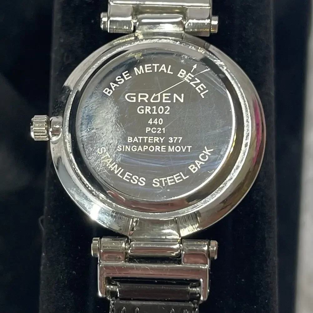 Gruen Wrist Watch Silver Dial Black Mesh Band Glitter 90s Womens Classic Dress